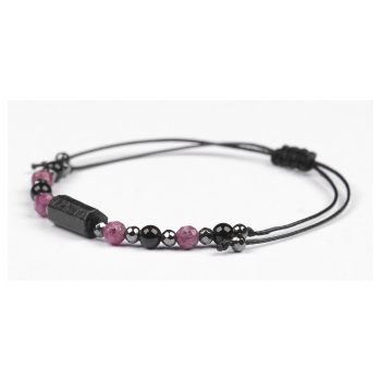 Bransoletka celebrytka czarny TURMALIN RUBIN HEMATYT ochrona i optymizm